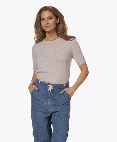 Repeat Cashmere Short Sleeve Sweater - Sand