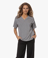 studio .ruig Tanja Viscose Jersey V-hals T-shirt - Grey Marl