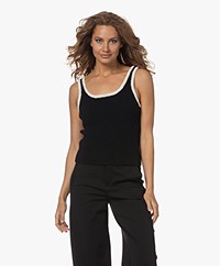 Rails Albie Rib Knitted Tank Top - Black White Contrast