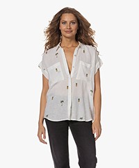 Rails Cito Linen Blend Print Blouse with Short Sleeves - Hanalei