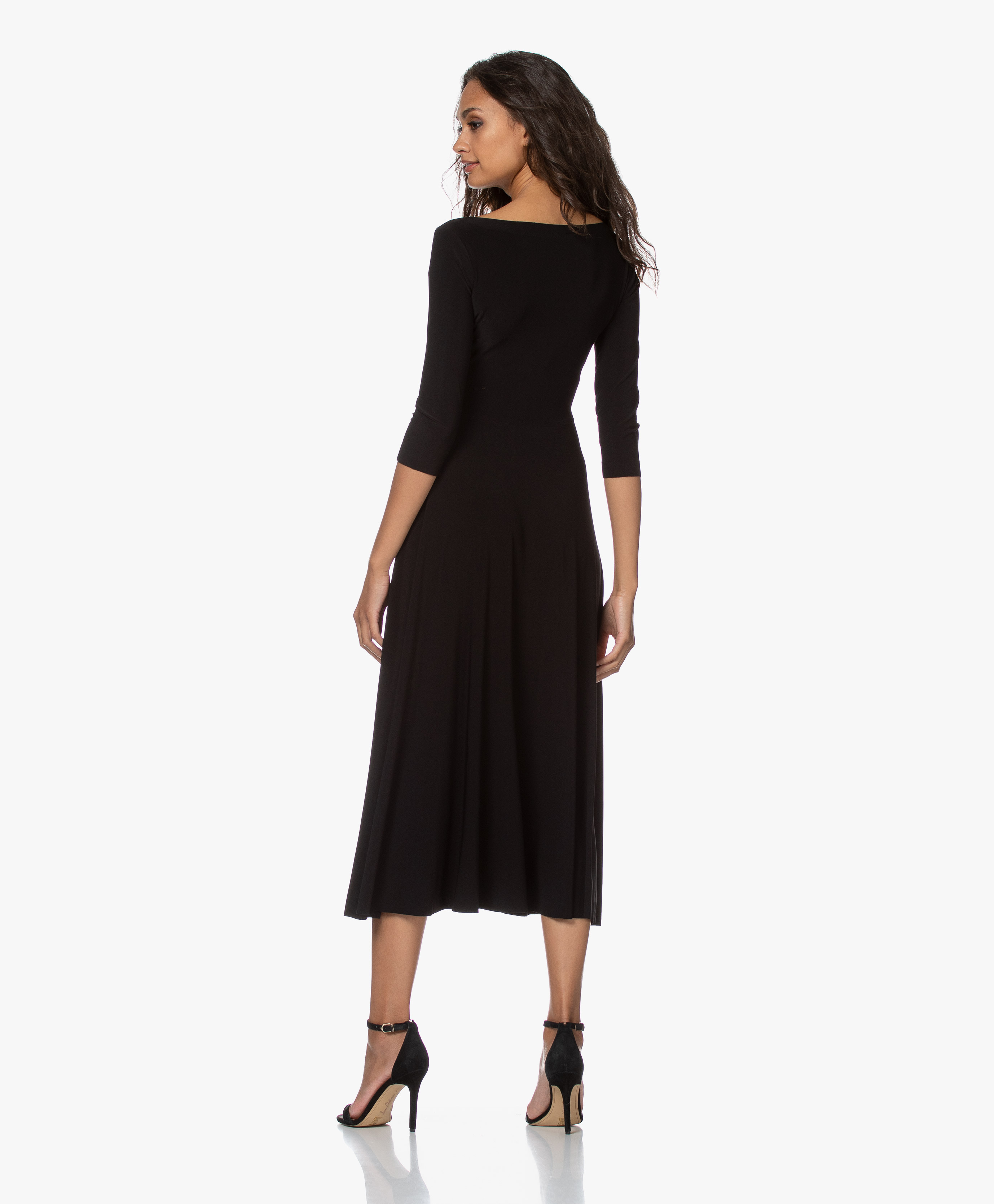 Norma Kamali Reversible Tech Jersey Fit & Flare Dress - Black ...