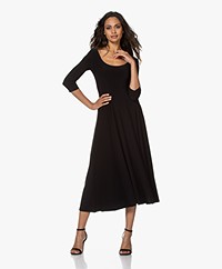 Norma Kamali Reversible Tech Jersey Fit & Flare Jurk - Zwart
