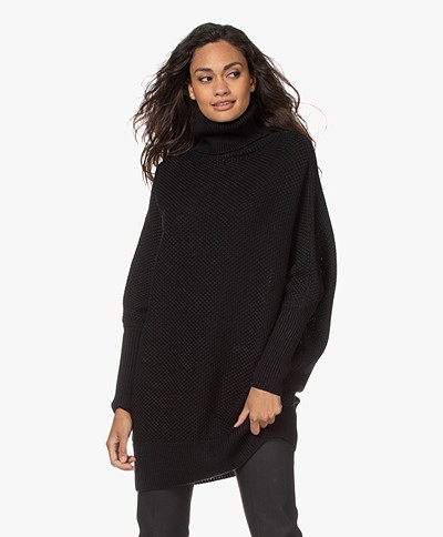 Sibin/Linnebjerg Hannover Merino Wool Blend Turtleneck Sweater - Black