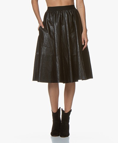 Drykorn Jaloma Faux Leather Circle Skirt - Black