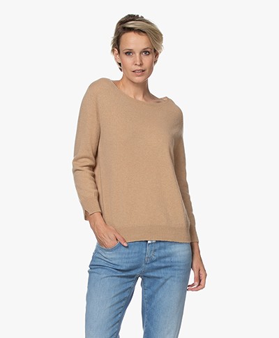 LaSalle Cashmere Cropped Sleeve Pullover - Sand