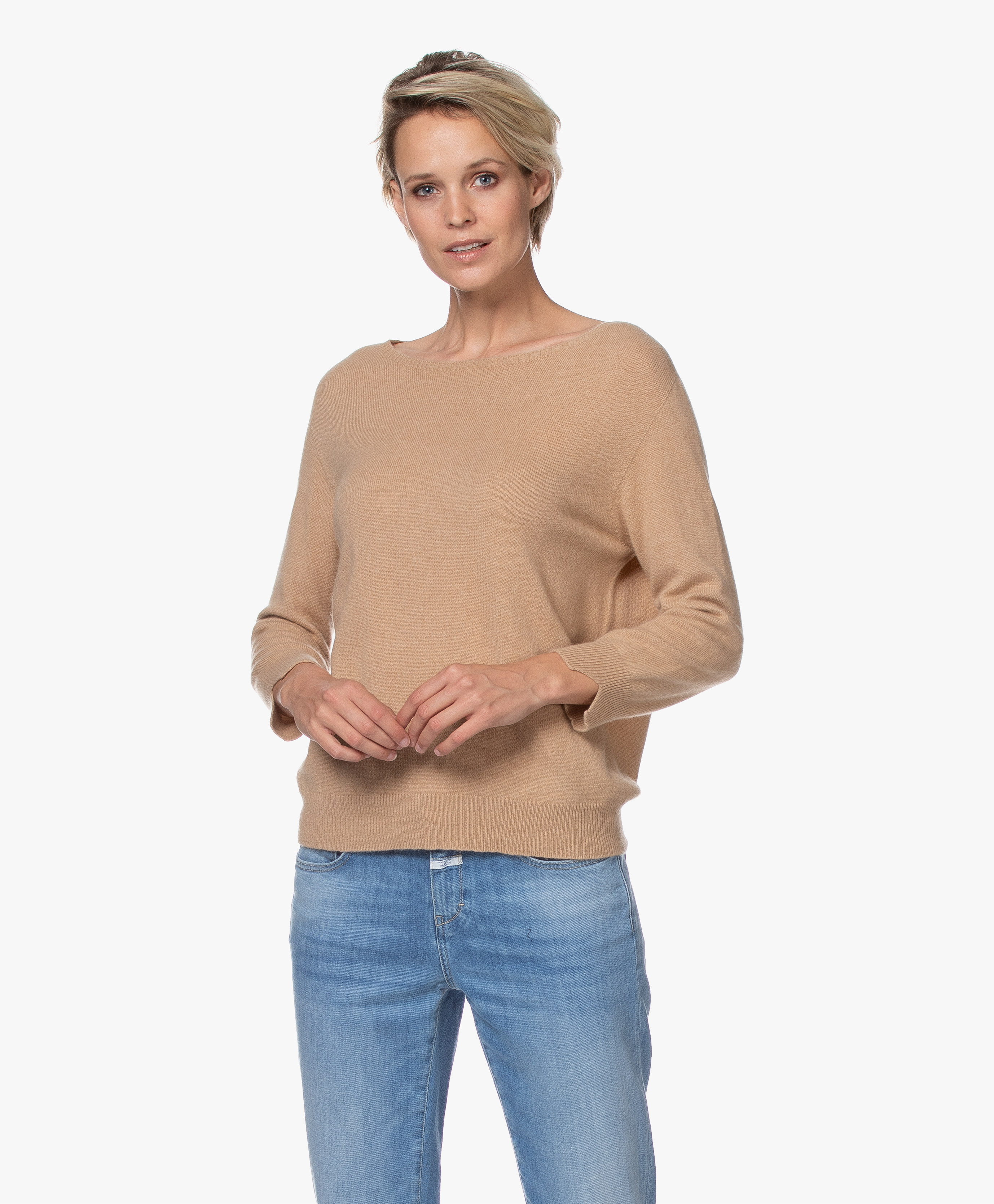 LaSalle Cashmere Cropped Sleeve Pullover - Sand - pm.01 sand