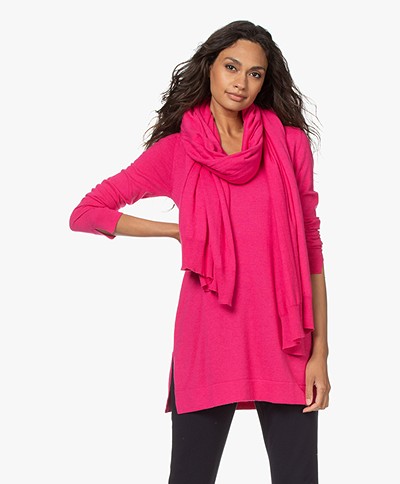 KYRA Oversized Cotton and Wool Blend Scarf - Fluo Pink