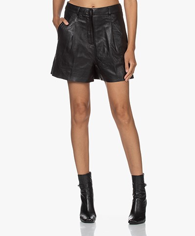 by-bar Lexi Leather Paperbag Shorts - Black