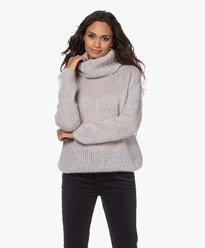 LaSalle Chunky Knitted Mohair Mix Sweater - Stone