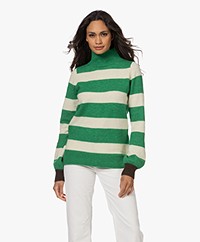 KYRA Kalista Striped Turtleneck Sweater - True Green