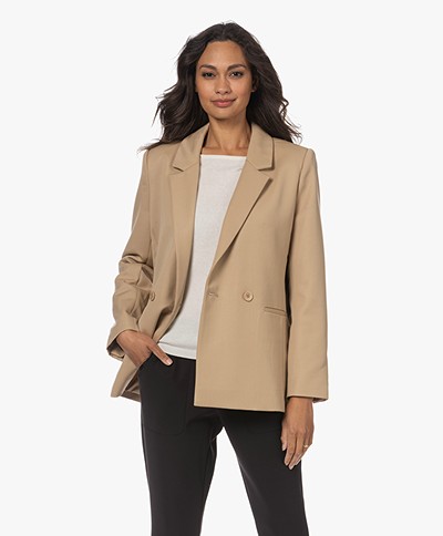 ANINE BING Madeleine Cool Wool Twill Blazer - Deep Sand
