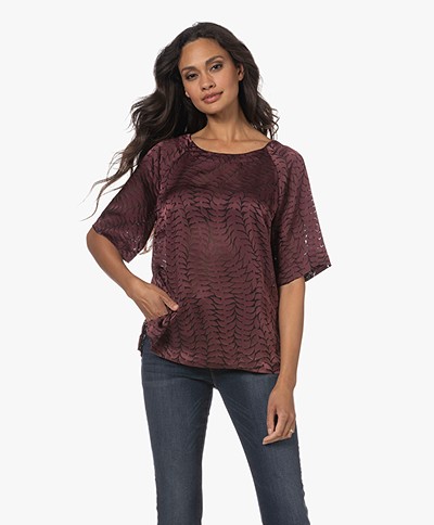 Plein Publique La Charlotte Burn-out Blouse - Bordeaux