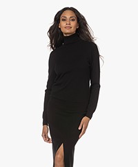Repeat Fine Knitted Cashmere Roll Neck Sweater - Black