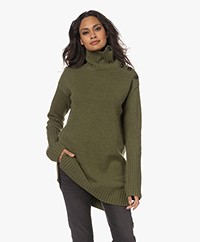 Zadig & Voltaire Almira Long Cashmere Turtleneck Sweater - Dark Olive