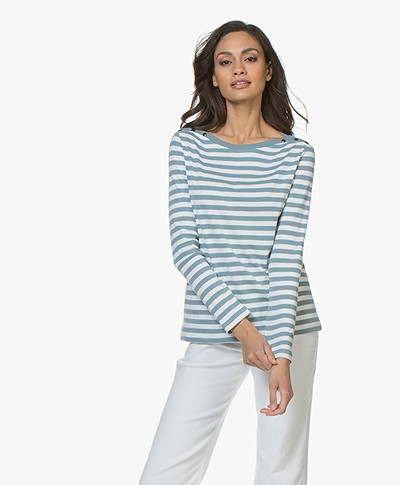 Petit Bateau Striped Jersey L/S T-shirt - Fontaine/Marshmallow