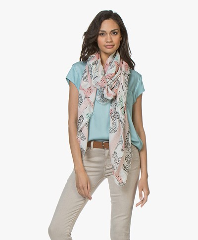 Repeat Viscose Printed Butterfly Scarf - Pink