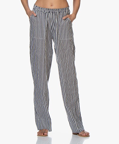 LaSalle Striped Linen Pants - Ocean