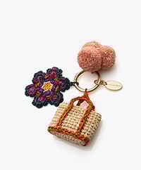 Vanessa Bruno Raffia Dahlia Key Chain - Multicolor