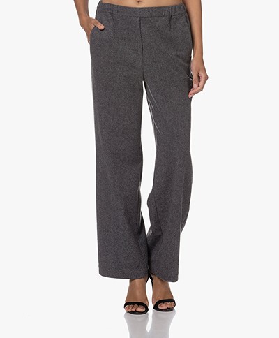 GAI+LISVA Lea Wool Blend Flannel Pull-on Pants - Dark Grey
