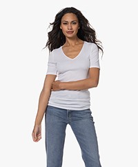 HANRO Cotton Seamless V-neck T-shirt - White