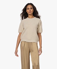 by-bar Ilou Short Sleeve Ribbed Sweater with Lurex - Sand