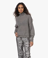 Pomandère Gestreepte Alpaca-Wolmix Coltrui - Ash