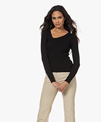 Resort Finest Viscosemix Ribjersey Trui - Zwart