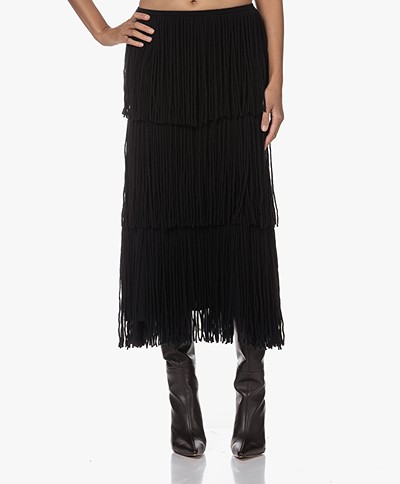 Lisa Yang Isa Cashmere Knitted Fringe Skirt - Black