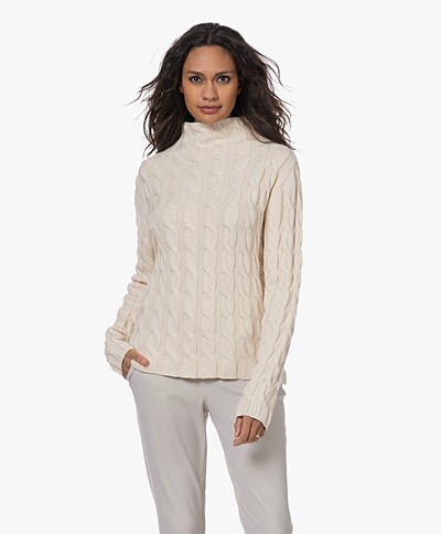 Woman by Earn Feline Modal Blend Cable Knitted Sweater - Off-white