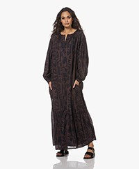 Róhe Lynn Bamboo Print Tiered Maxi Dress - Brown/Black 