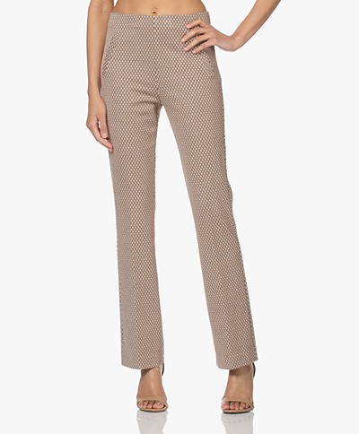 no man's land Flared Jacquard Jersey Trousers - Dark Toffee