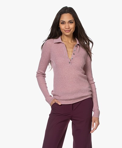 Repeat Cashmere Ribbed Henley Sweater - Gloss