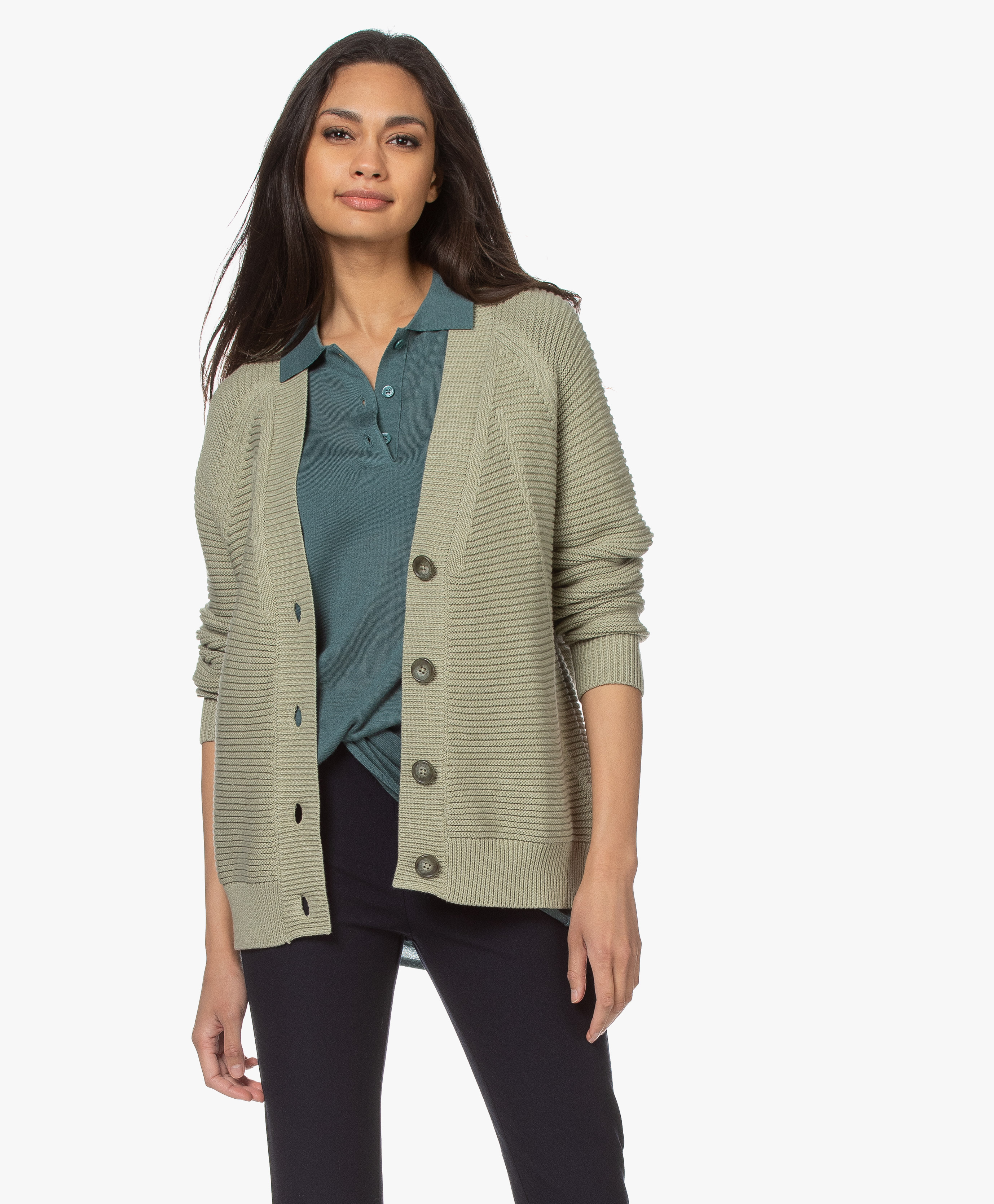 cotton v neck cardigan