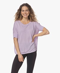 Repeat Linen Sweater with Half-length Sleeve - Lilac