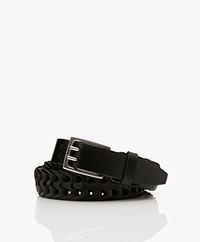 Rag & Bone Mini Woven Leather Belt - Black