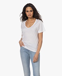 AGOLDE Cameron Modal and Supima Cotton V-neck T-shirt - White