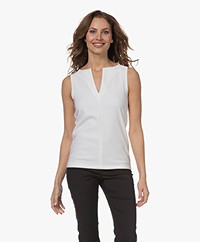 Woman by Earn Dewi Crepe Top with V-split - Off-white