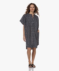 by-bar Amber Paper Print Voile Jurk - Off-black