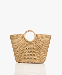 by-bar Braided Seagrass Basket Bag - Dark Sand