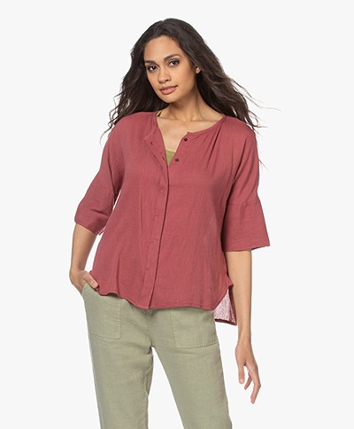 by-bar Minde Crinkle Blouse - Bright Plum
