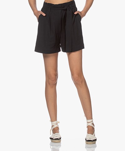 by-bar Jade Cotton Paperbag Shorts - Jet Black