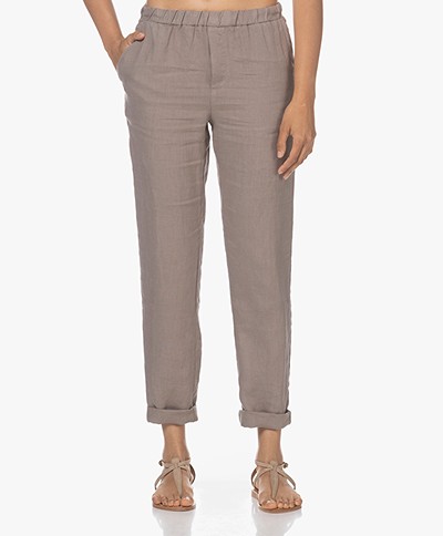 Belluna Colin Linen Pull-on Pants - Taupe