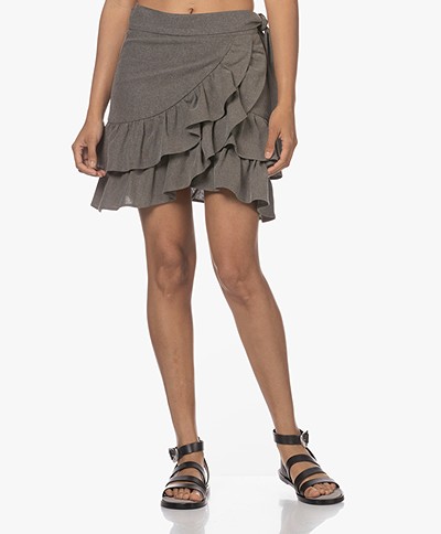 Róhe Mazia Linen Blend Mini Skirt - Warm Grey