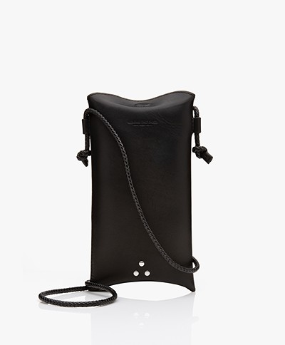 Jerome Dreyfuss Louis Leather Phone Bag - Black/Silver