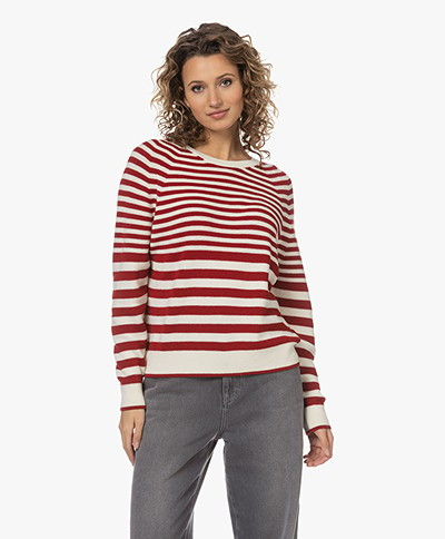 Sibin/Linnebjerg Astrid Striped Sweater - Off-white/Red