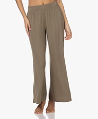 Calvin Klein Modal Ribbed Jersey Loose-fit Pants - Gray Olive