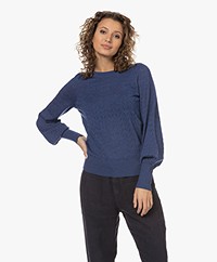 Plein Publique La Daisy Merino Wool Ajour Sweater - Mid Blue