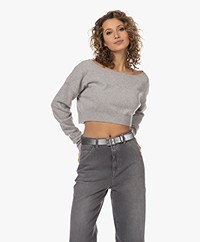 extreme cashmere N°279 Belly Cropped Boat Neck Sweater - Grey Melange