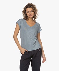 by-bar Mila Linnen Jersey T-shirt - Steel Blue