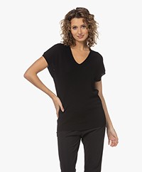 Sibin/Linnebjerg Venla Viscose Blend Short Sleeve Sweater - Black